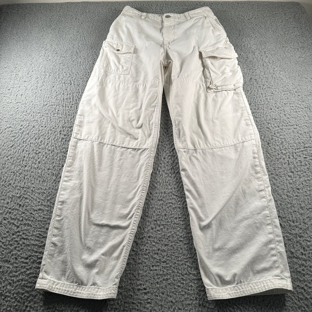 rag & bone Women's Cargo Paratrooper Pants 25 Optic White Cotton Pockets Flaw